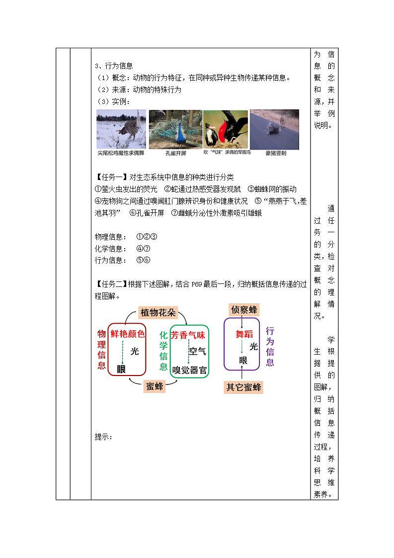 人教版高中生物选择性必修二3.4《生态系统的信息传递》（教学设计）第3页