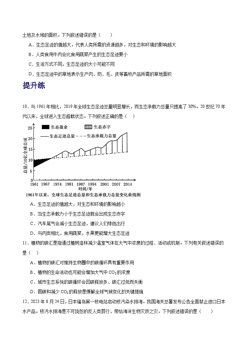 人教版高中生物选择性必修二4.1《人类活动对生态环境的影响》分层练习（原卷版）第3页