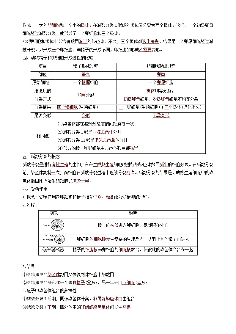 人教版高中生物必修二第2章《基因和染色体的关系》（单元知识清单）（背诵版）第3页