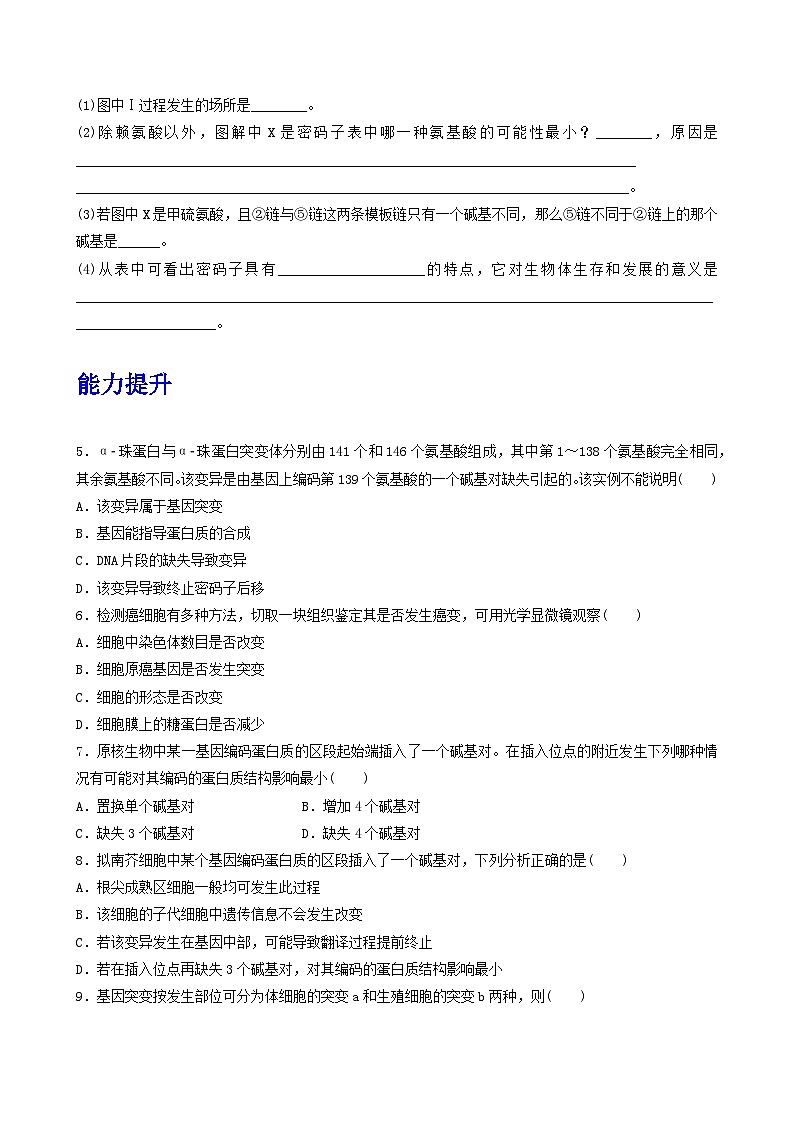 人教版高中生物必修二5.1《基因突变和基因重组》（第1课时）（分层作业）（原卷版)第2页