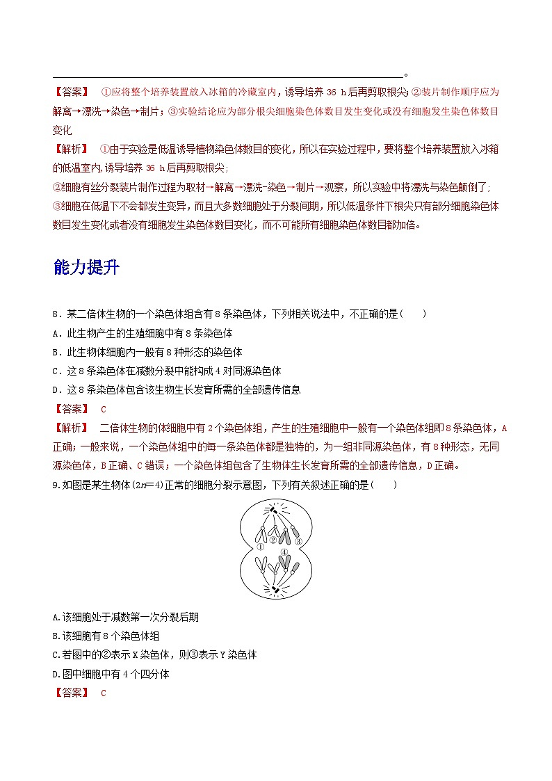 人教版高中生物必修二5.2《染色体变异》（第1课时）（分层作业）（解析版)第3页