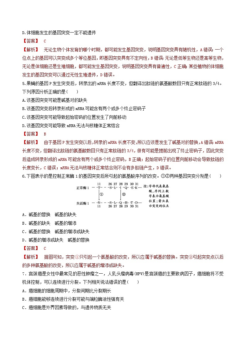 人教版高中生物必修二第5章《基因突变及其他变异》（单元检测）（解析版）第2页