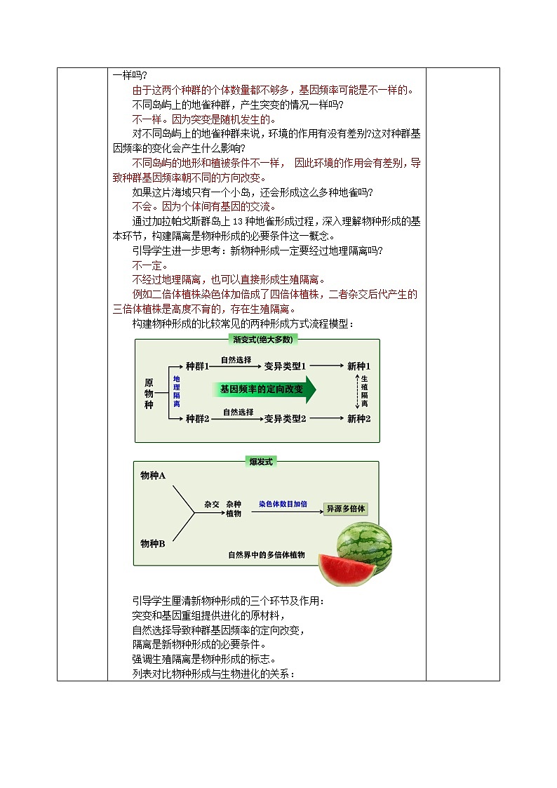 人教版高中生物必修二6.3.2《隔离在物种形成中的作用》（教学设计）第3页