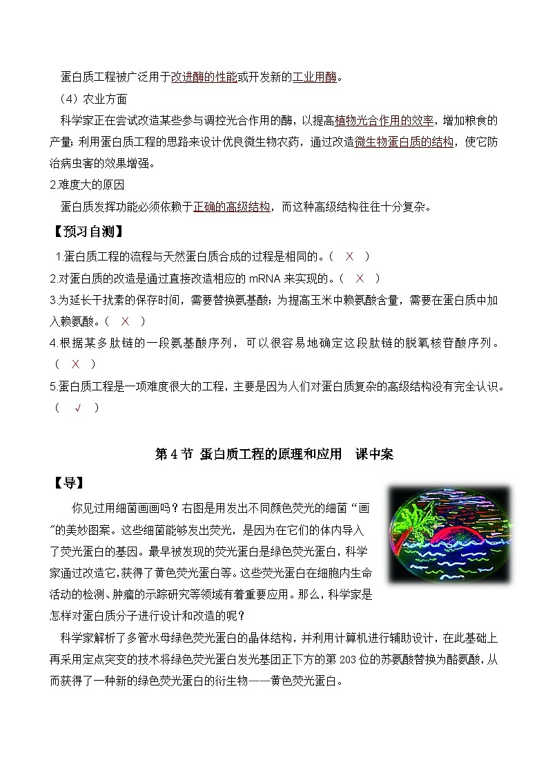 人教版高中生物选择性必修三3.4《蛋白质工程的原理和应用》导学案（解析版）第2页