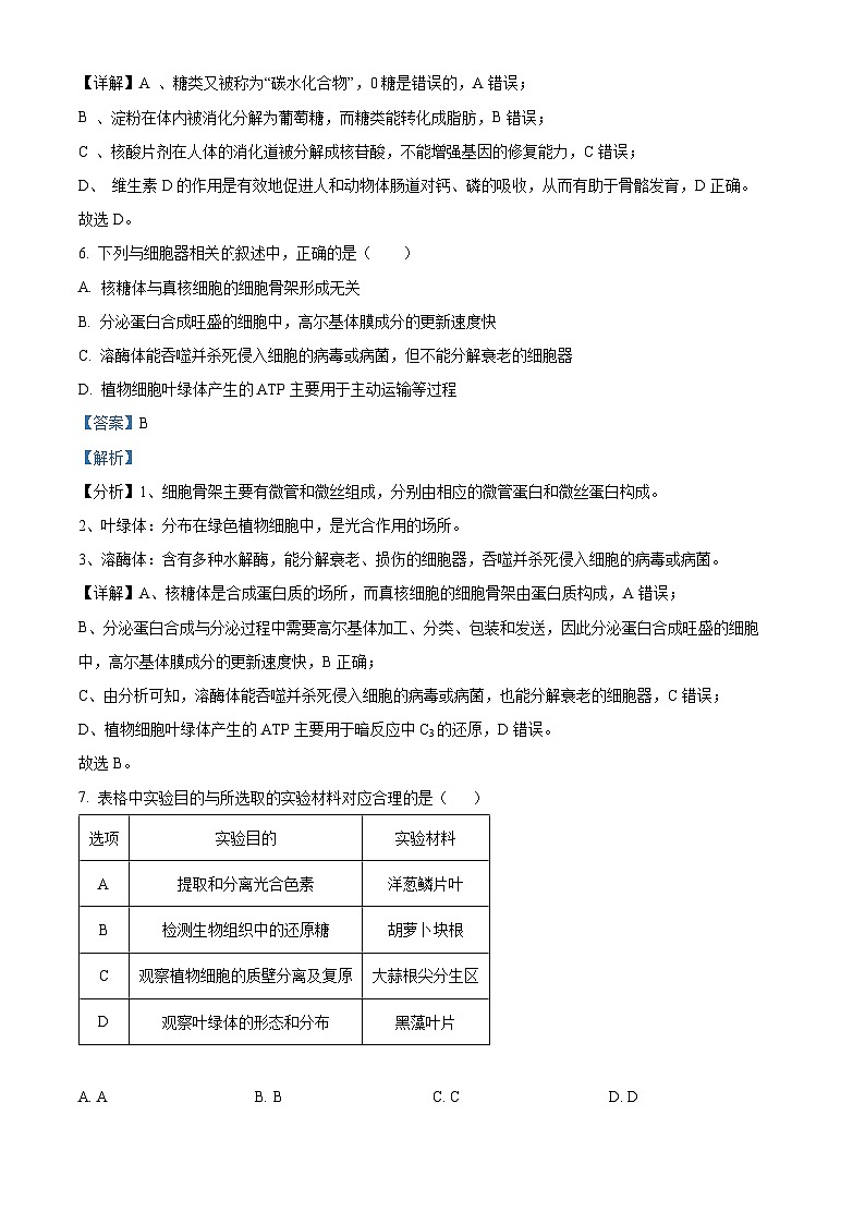 湖南省娄底市涟源市部分学校高一选科考试2024-2025学年高一上学期12月月考生物试题含解析第3页