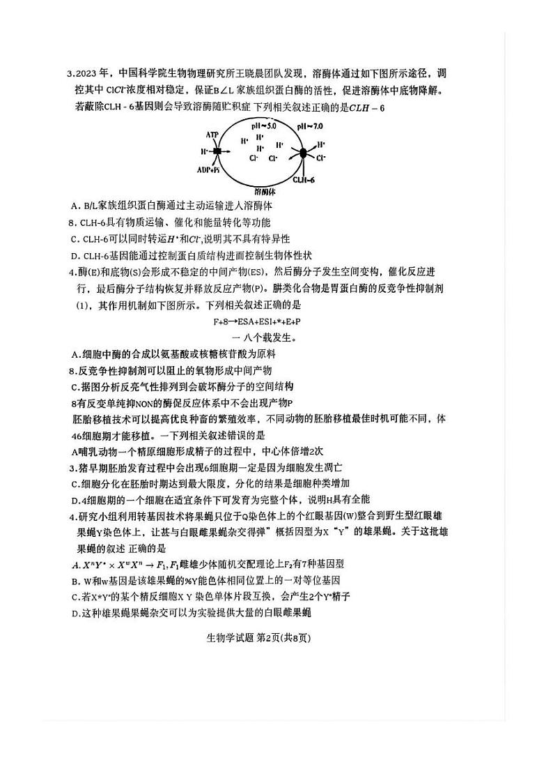 安徽省部分学校2024-2025学年高三上学期12月联考生物试卷第2页