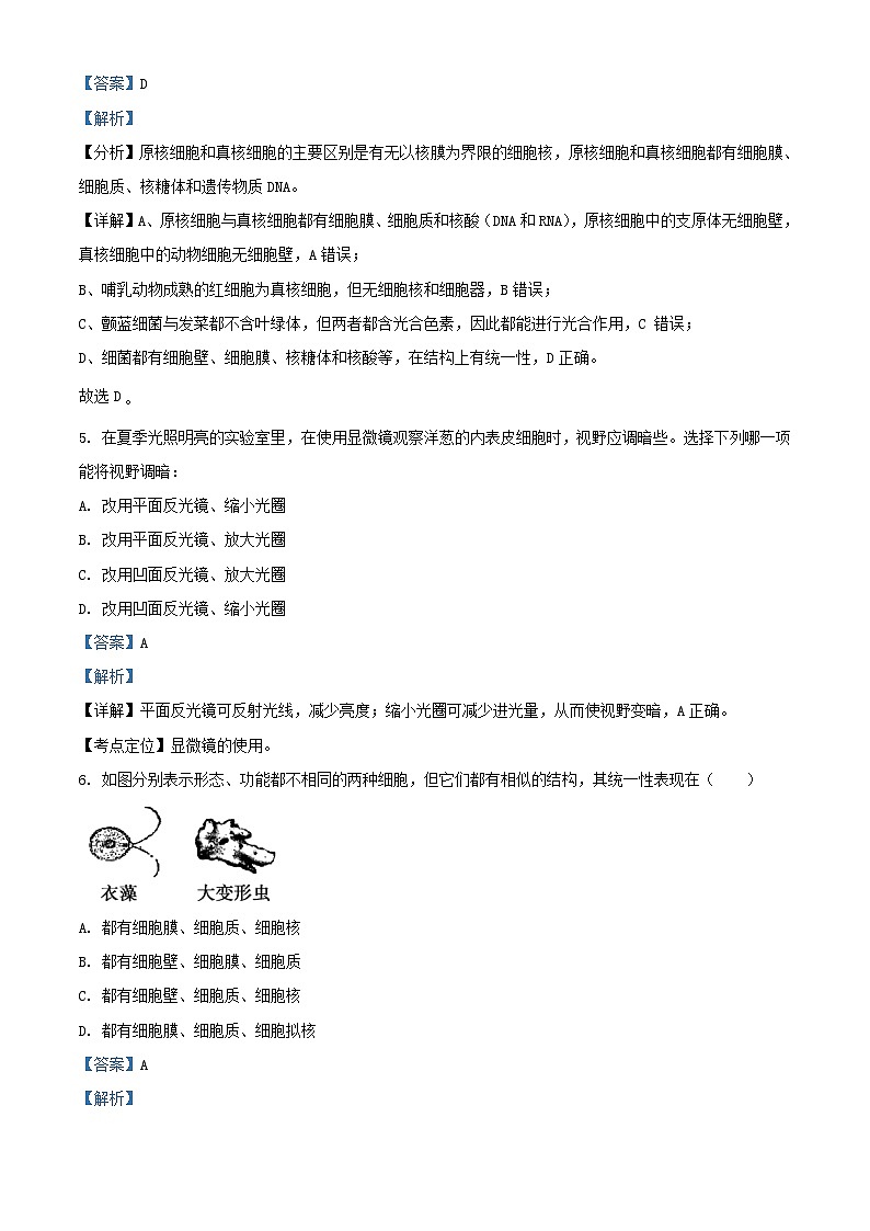 陕西省汉中市西乡县2023_2024学年高一生物上学期11月期中试题含解析第3页