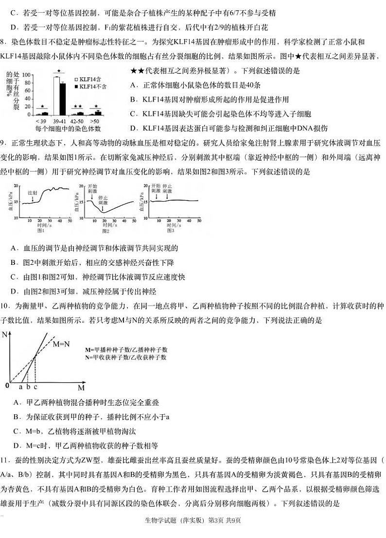生物丨炎德英才大联考江西省萍乡市萍乡中学2025届高三12月月考卷（五）生物试卷及答案第3页