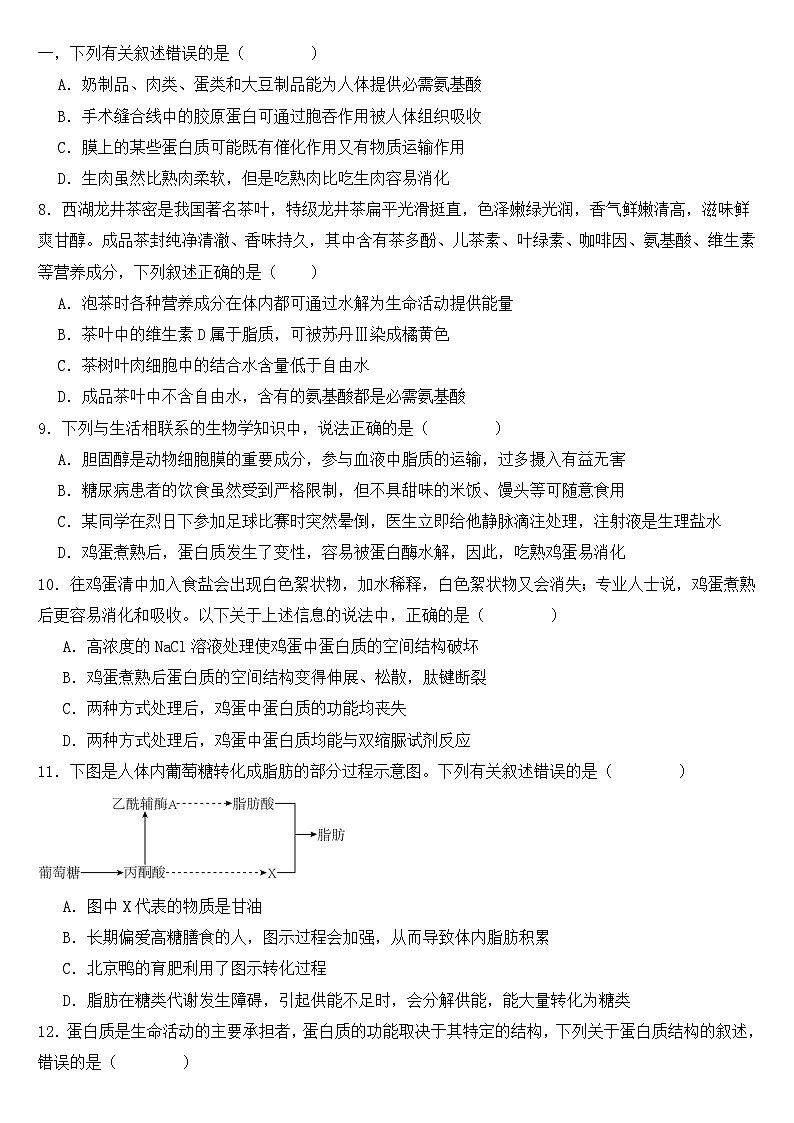 福建省莆田市第十五中学2024-2025学年高一年级上学期期中考试生物试题第2页