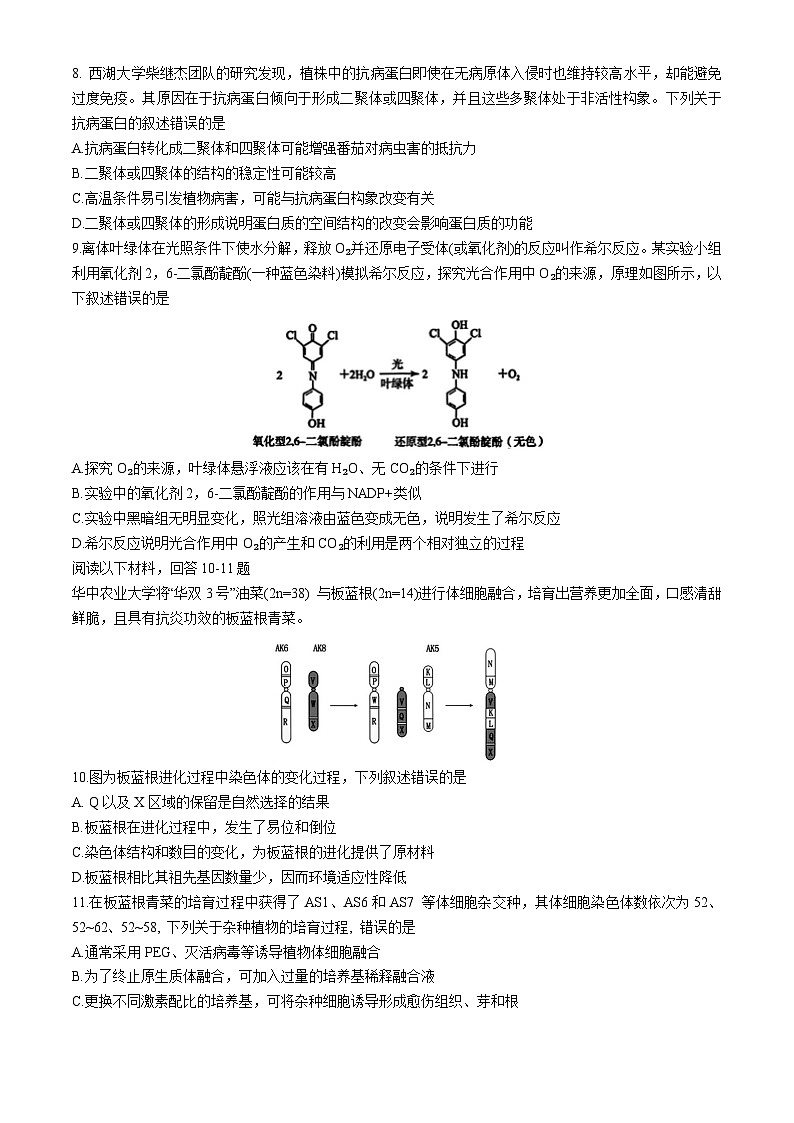 浙江省北斗星盟2024-2025学年高三上学期12月阶段性联考生物试卷（Word版附答案）第2页