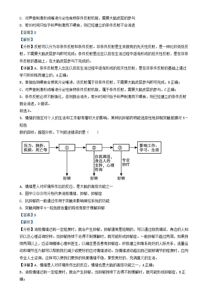 山西省朔州市怀仁市2023_2024学年高二生物上学期11月期中试题含解析第3页