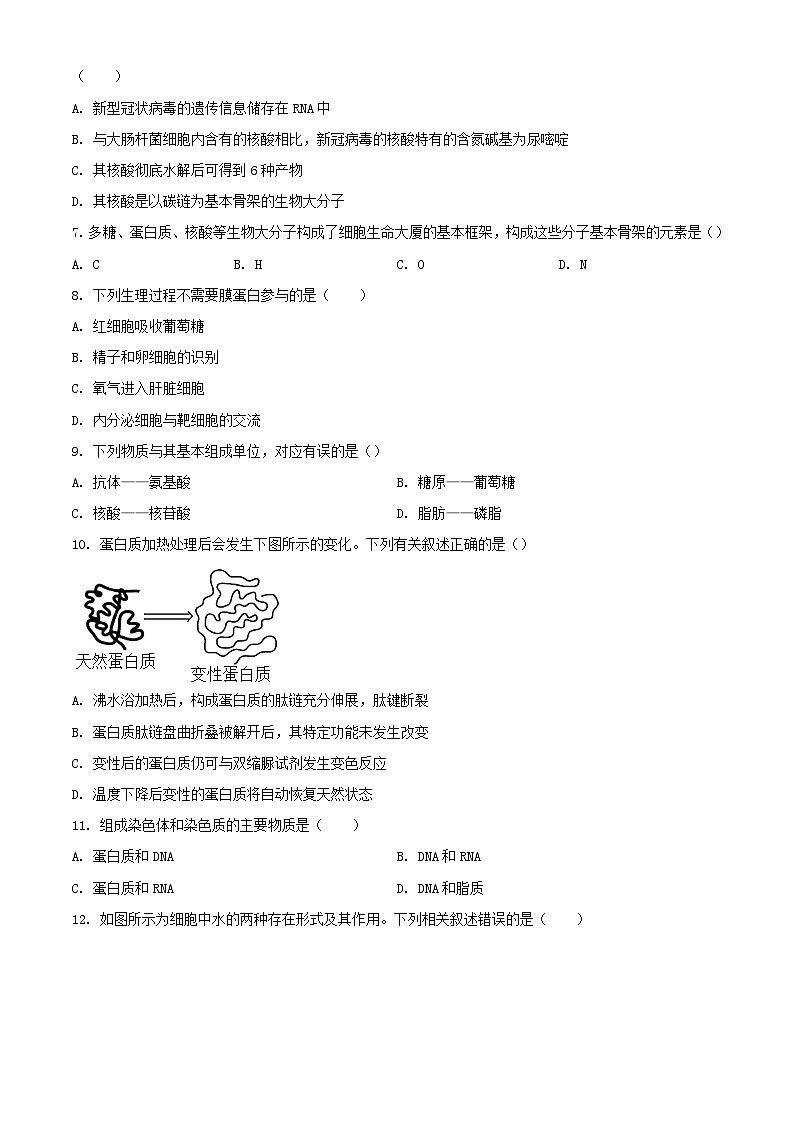 天津市2023_2024学年高一生物上学期期中联考试题含解析第2页
