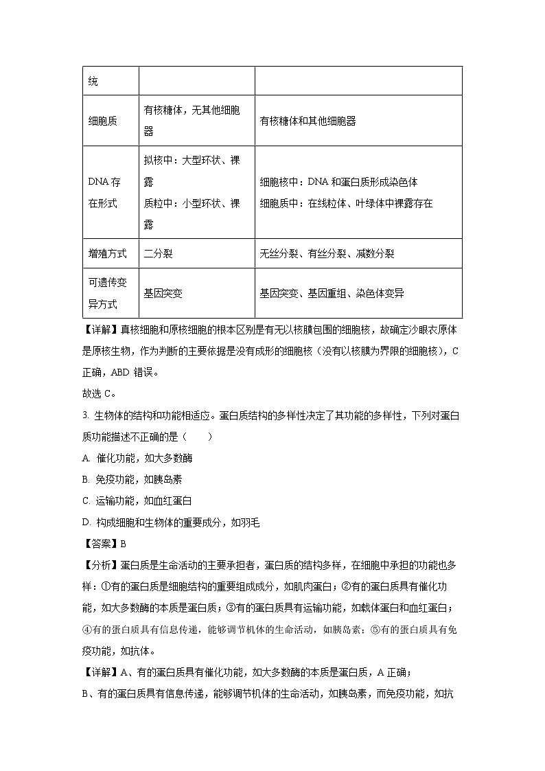 山西省阳泉市2023-2024学年高一（上）期末生物试卷（解析版）第2页