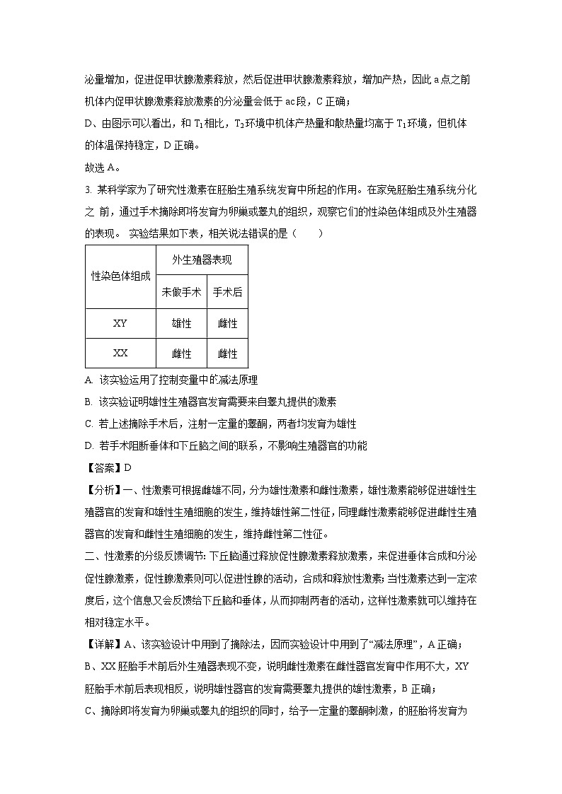 山东省泰安市2024-2025学年高二（上）11月期中生物试卷（解析版）第3页