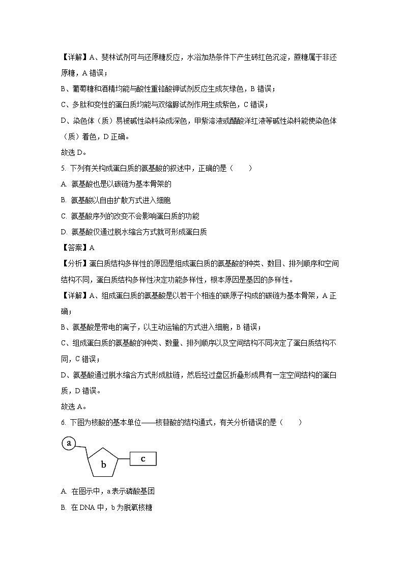 安徽省亳州市蒙城县2023-2024学年高一（上）期末联考生物试卷（解析版）第3页