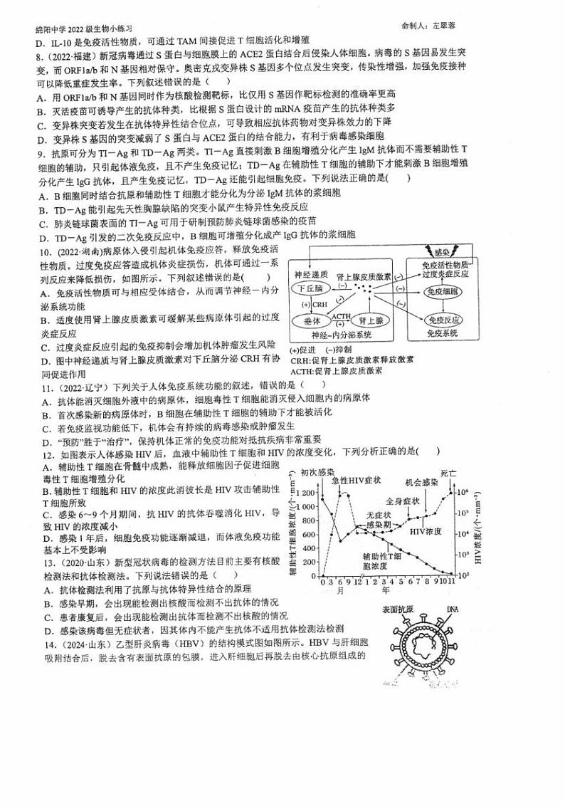 四川省绵阳市涪城区四川省绵阳中学2024-2025学年高三上学期12月月考生物试题第2页