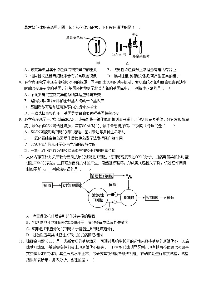 八省2025届高三“八省联考”考前猜想卷生物（15+5）考试版A4第3页