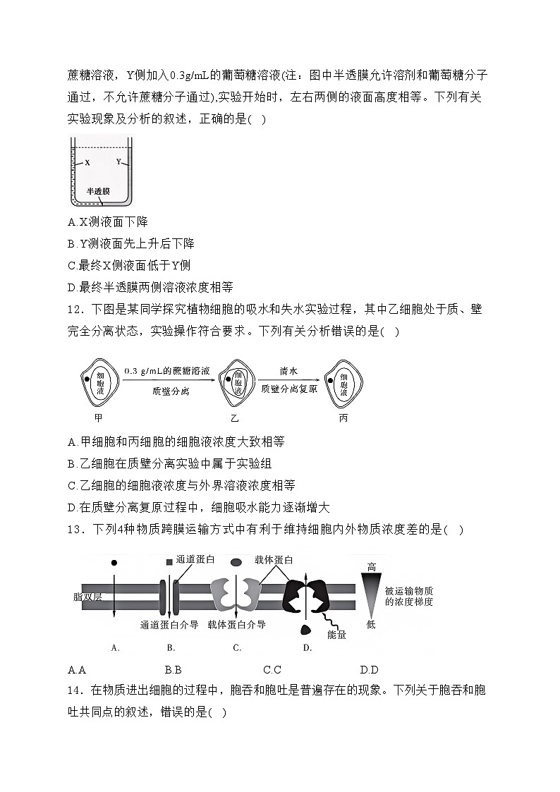 安徽省皖江名校2024-2025学年高一上学期12月联考生物试卷(含答案)第3页