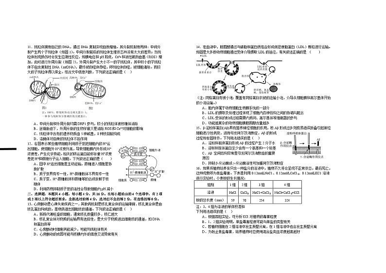 2027届高一年级第三次月考生物试题第2页