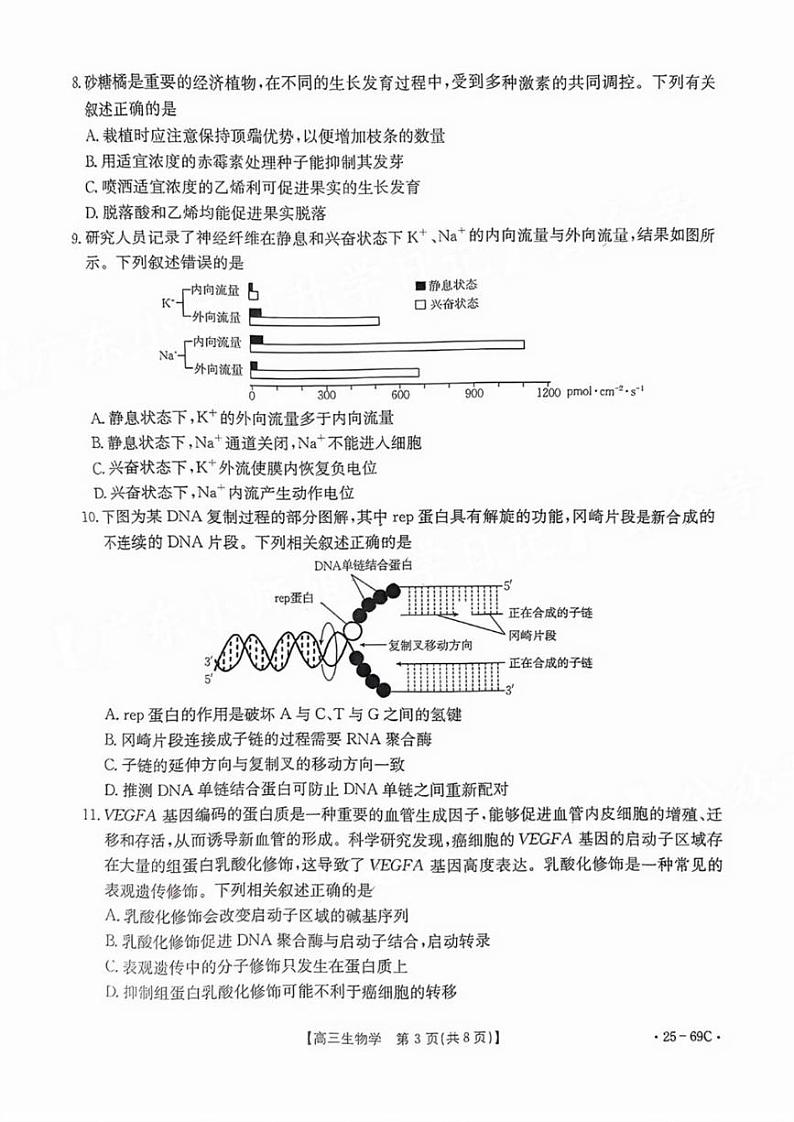 广东2025届高三10月金太阳联考生物试题第3页