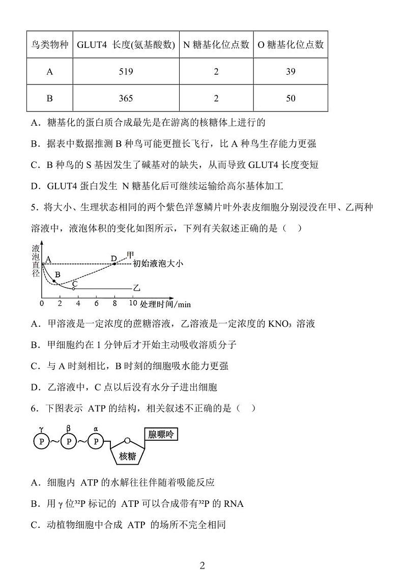 2024年10月江苏高三金太阳生物试题第2页