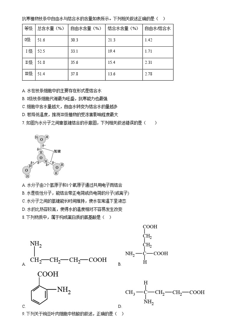 湖南省汨罗市第一中学2024—2025学年高一上学期12月月考生物试题无答案第2页
