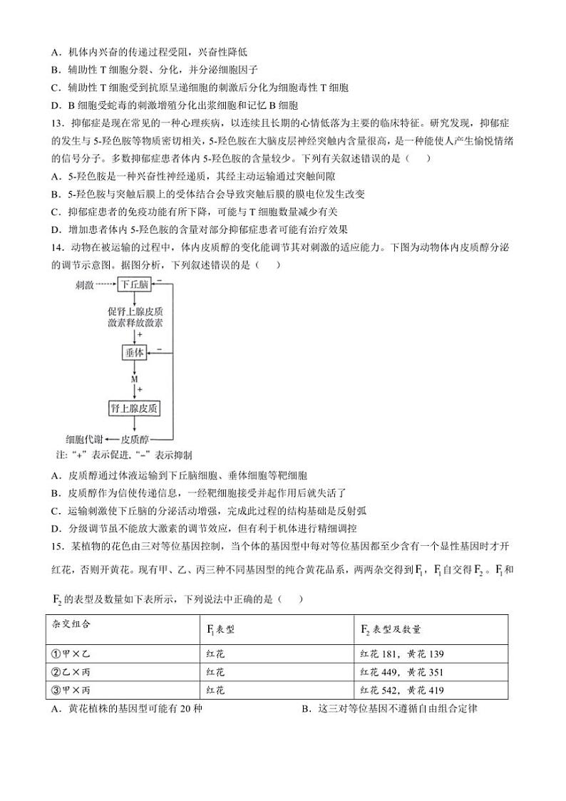 2024～2025学年甘肃省白银市靖远县高二上12月月考生物试卷(含答案)第3页