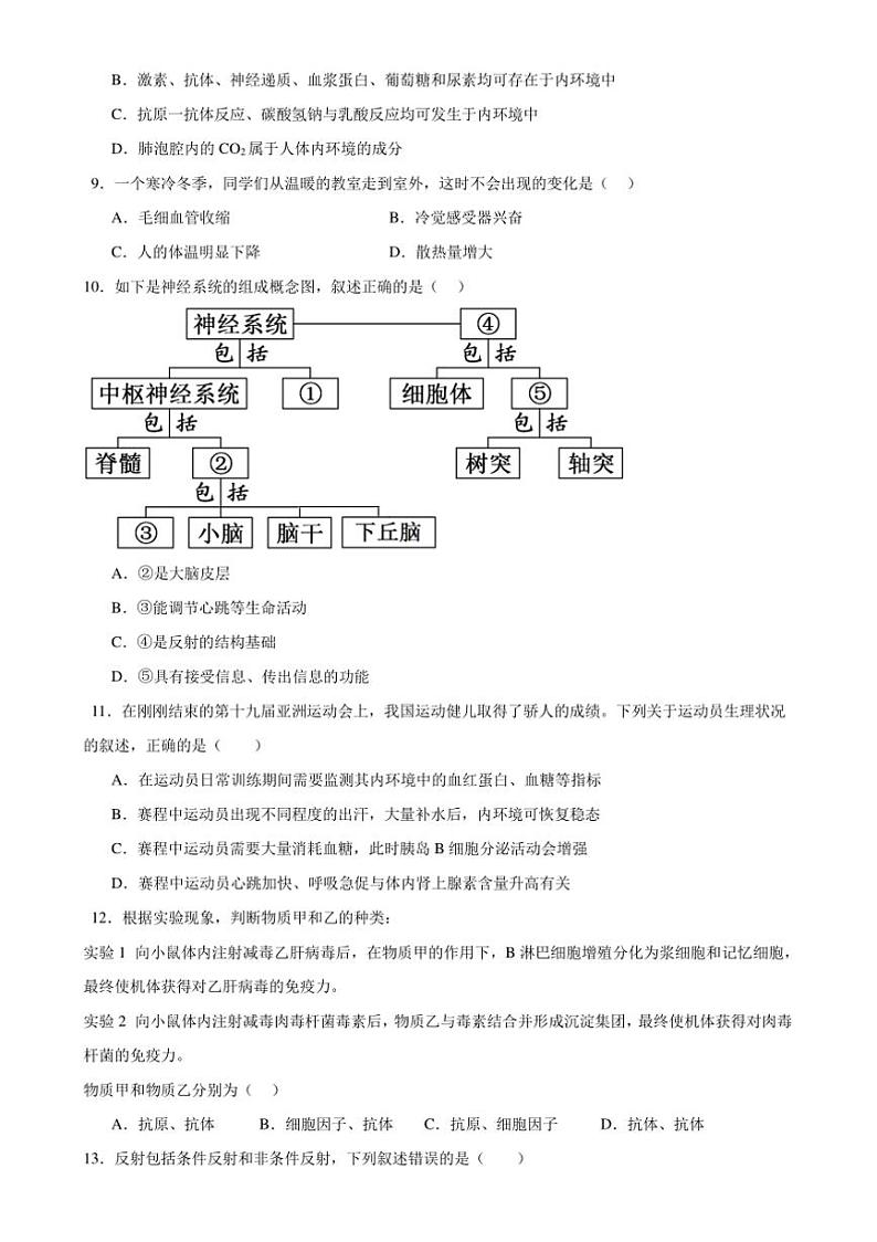 2024～2025学年广东省清远市清新区第三中学高二上期中生物试卷(含答案)第2页