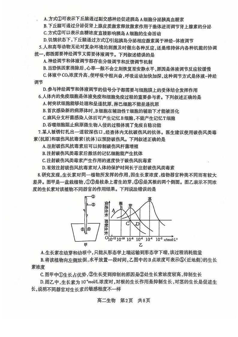 辽宁省部分学校2024-2025学年高二上学期期末考试生物试题第2页
