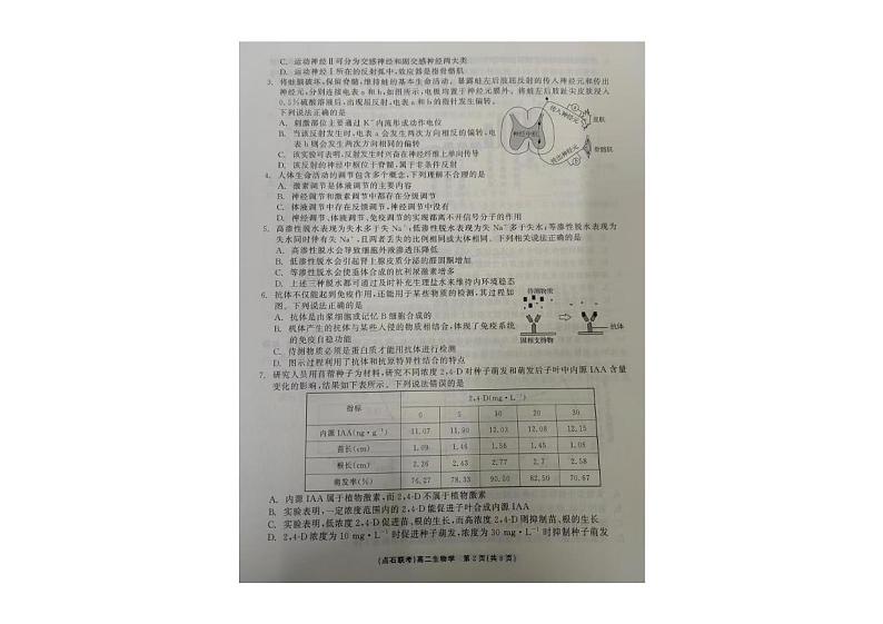 辽宁省点石联考2024-2025学年高二上学期期末考试生物试卷第2页