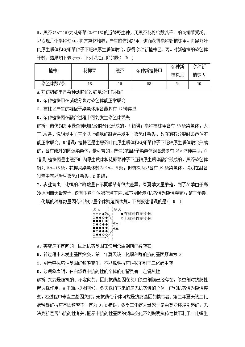 2025届高考生物二轮专题复习与测试专题强化练十变异和进化第3页
