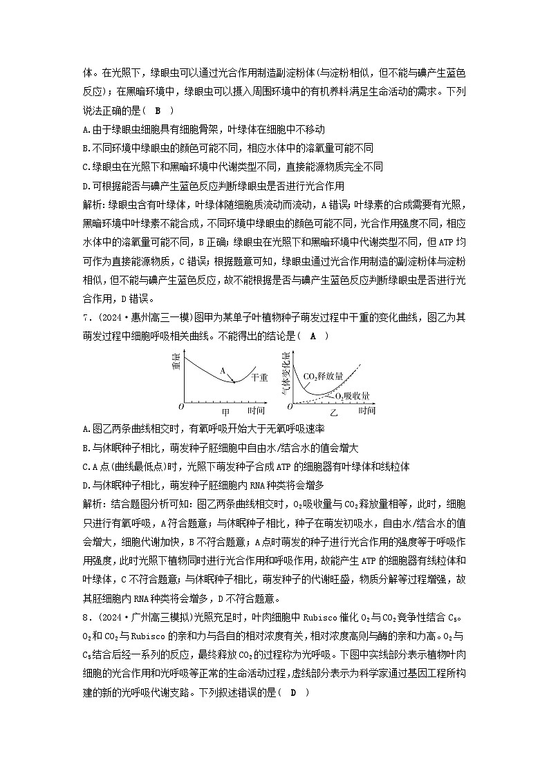 2025届高考生物二轮专题复习与测试专题强化练四细胞呼吸与光合作用第3页