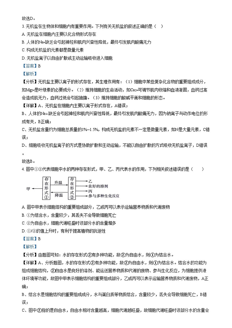 黑龙江省哈尔滨市第六中学校2024-2025学年高一上学期12月月考生物试题  Word版含解析第2页