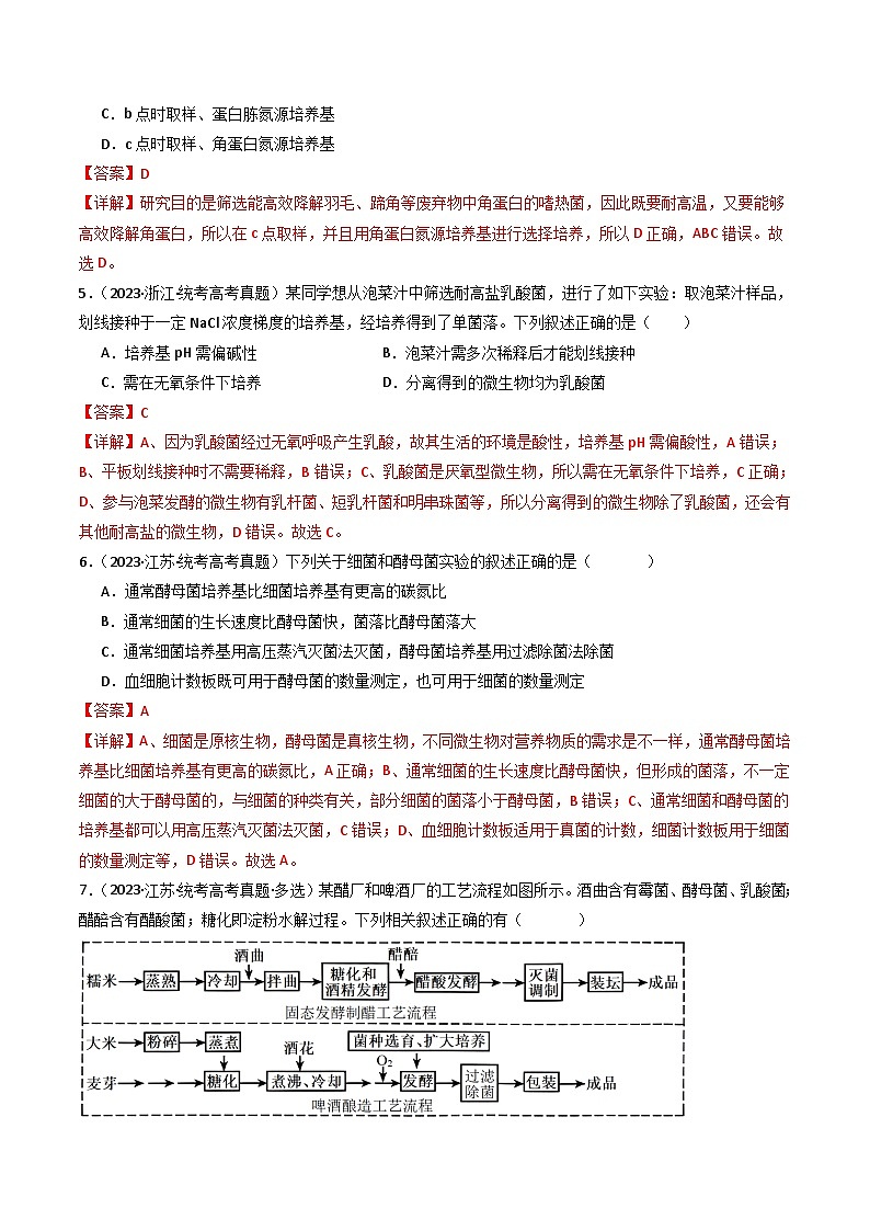 十年高考生物真题（2014-2023）分项汇编专题23发酵工程（Word版附解析）第3页