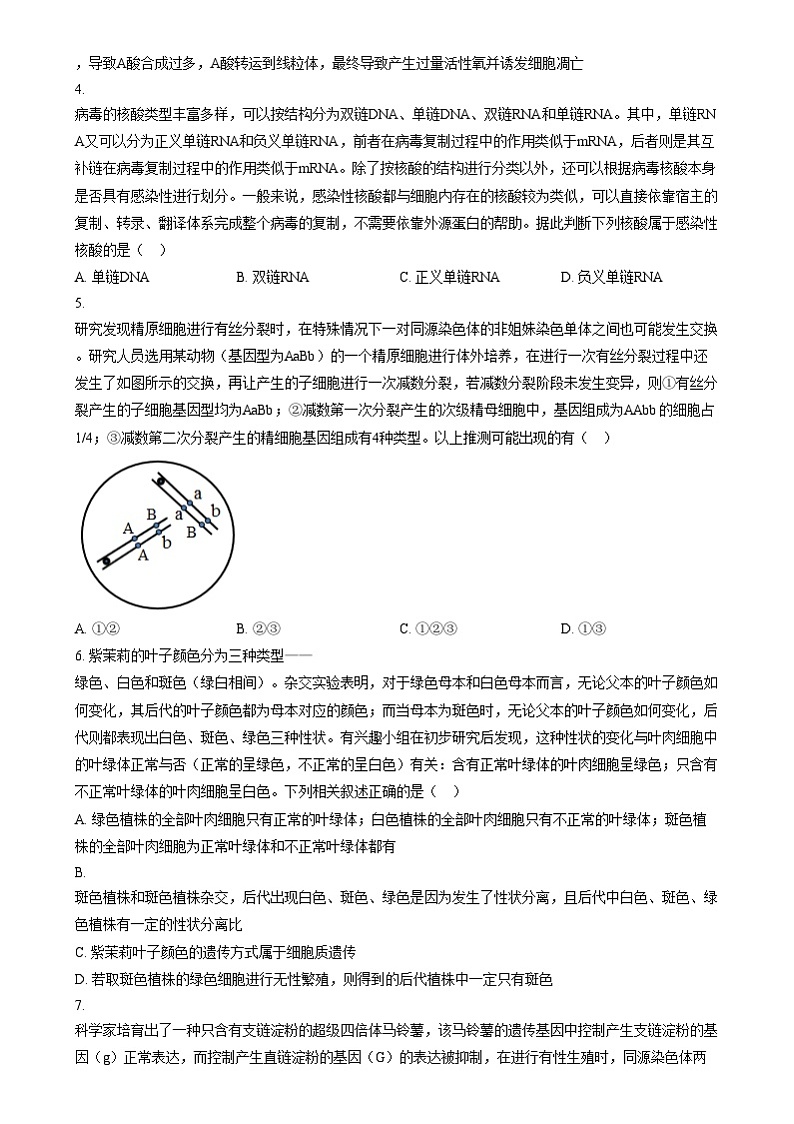 湖南省名校教育联盟2024-2025学年高三上学期12月大联考生物试题  Word版无答案第2页