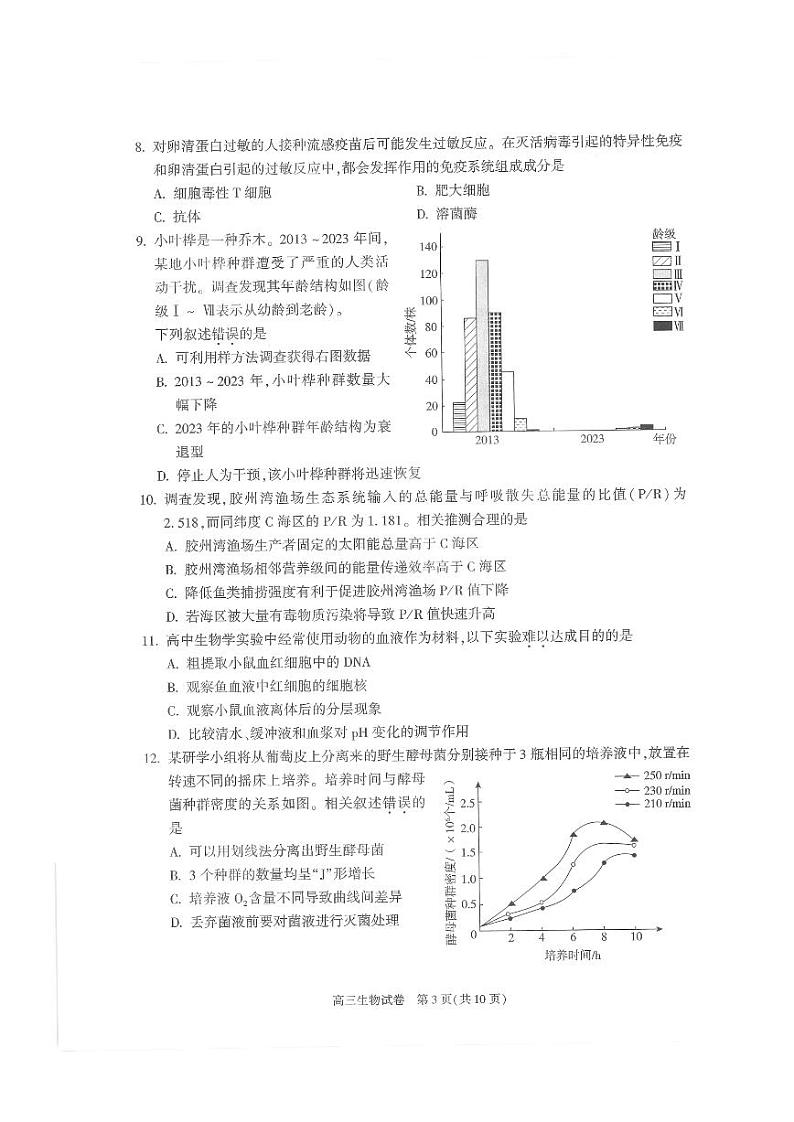 北京市朝阳区2024-2025学年高三第一学期期末质量检测考试 生物试卷+答案第3页