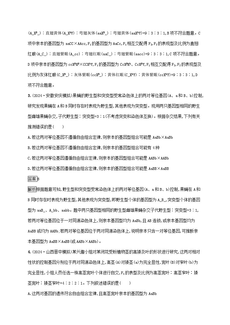 2025届高考生物二轮总复习大单元4遗传信息控制生物性状的遗传规律层级一基础夯实自测练第2页