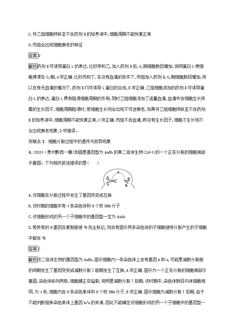 2025届高考生物二轮总复习大单元3细胞的增殖分化衰老和死亡等生命历程层级二关键突破提升练第3页