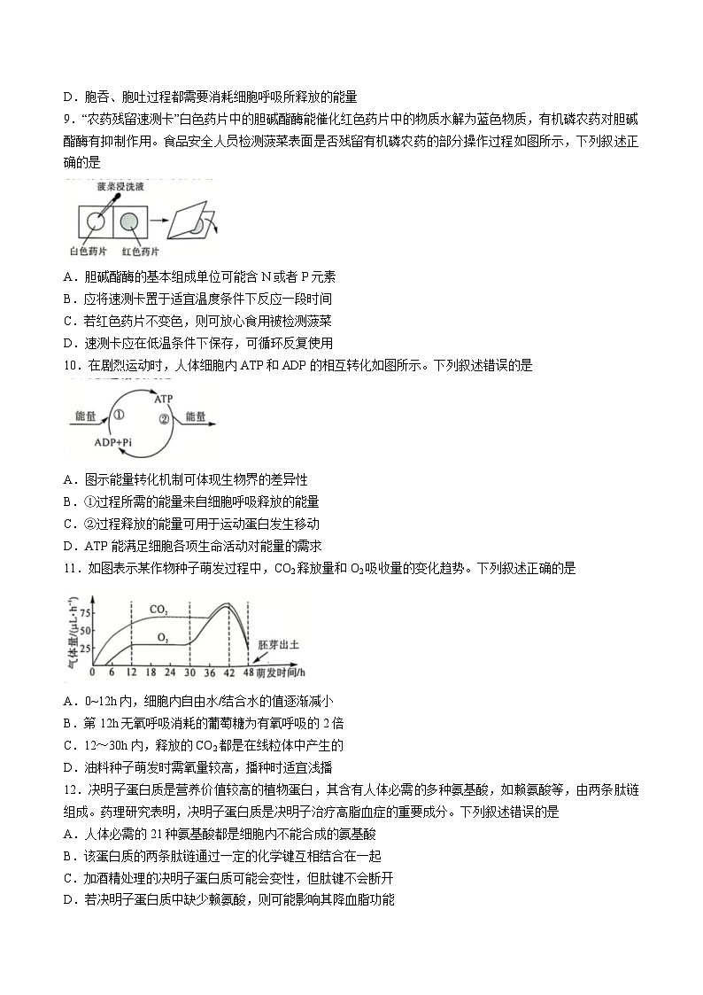 山西省运城市2024-2025学年高一上学期12月质量检测生物试题（Word版附解析）第3页