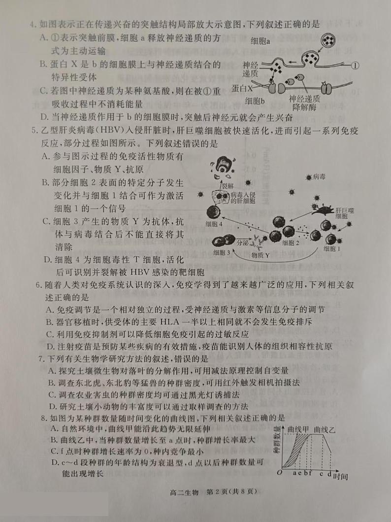 河北省张家口市2024-2025学年高二上学期1月期末考试生物试题第2页