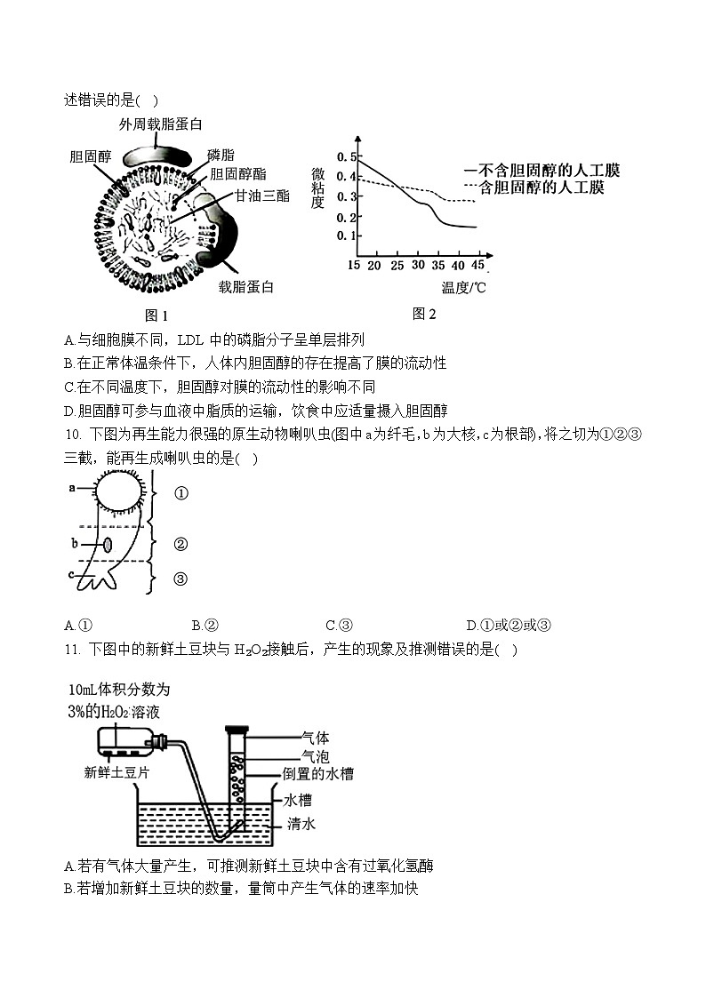 甘肃省兰州第一中学2024-2025学年高一上学期12月月考生物试卷第3页