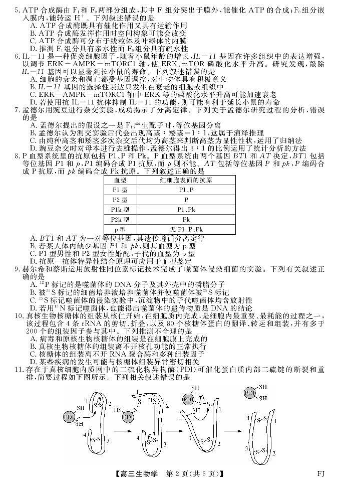 福建省百校联考2024-2025学年联合测评高三生物试卷第2页