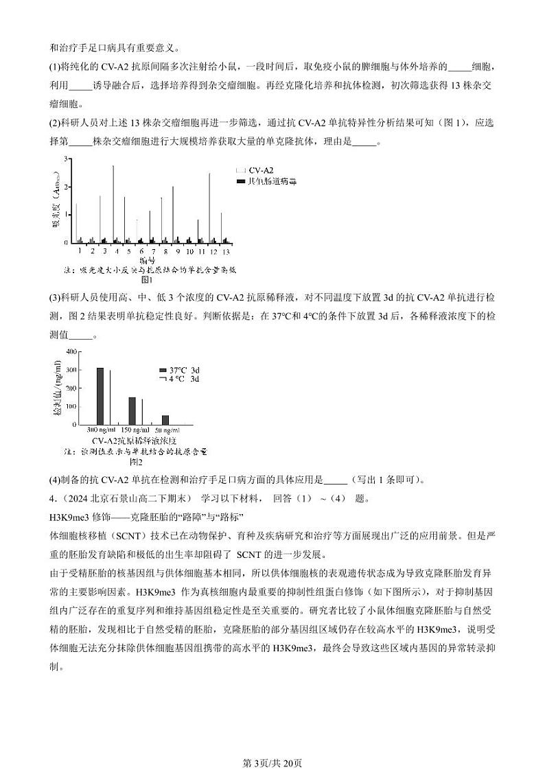 2024北京重点校高二（下）期末真题生物汇编：细胞工程章节综合（非选择题）第3页