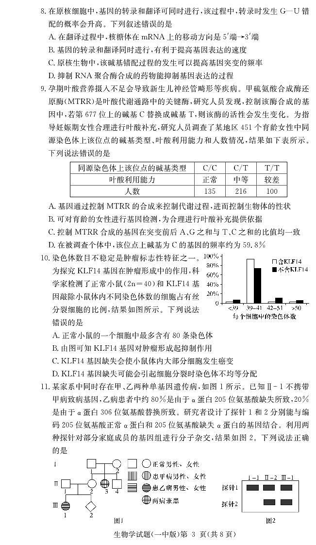 湖南省长沙市第一中学2024-2025学年高三上学期月考卷（二）生物试题第3页