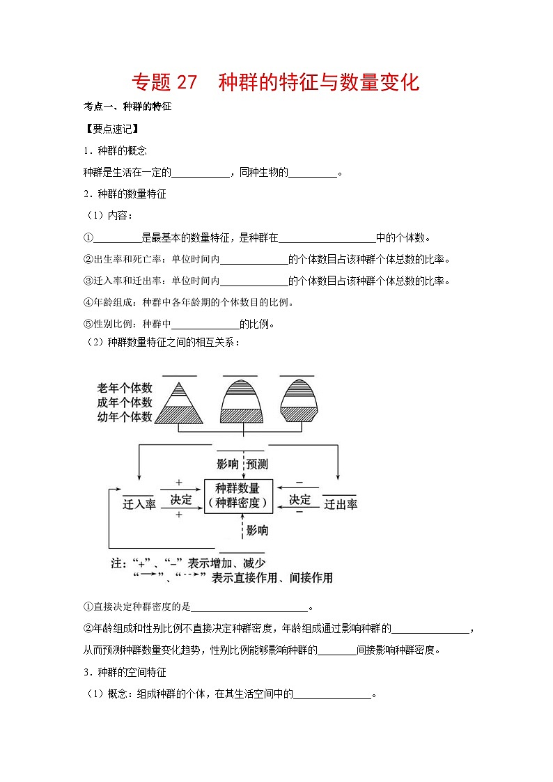 专题27 种群的特征与数量变化（学生版）第1页