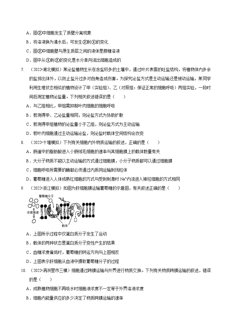 题型3 物质进出细胞的方式（题型集训）（原卷版）第3页