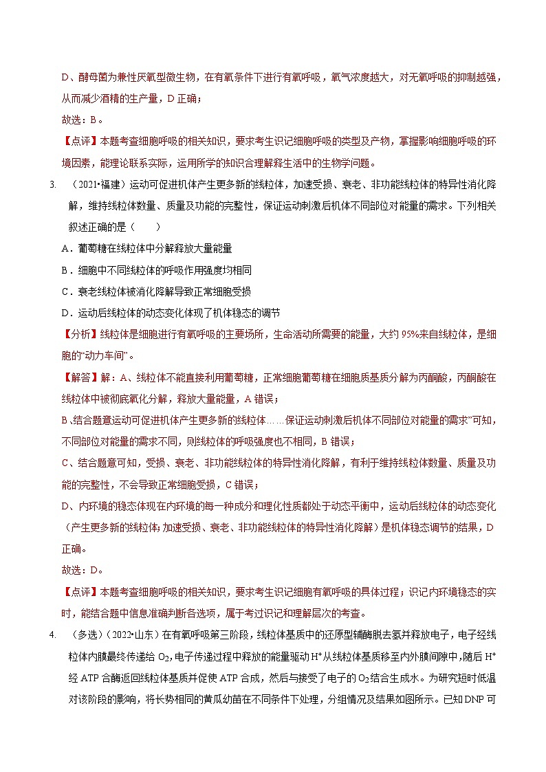 题型5 从物质与能量视角探索细胞呼吸（题型归纳）（解析版）第3页