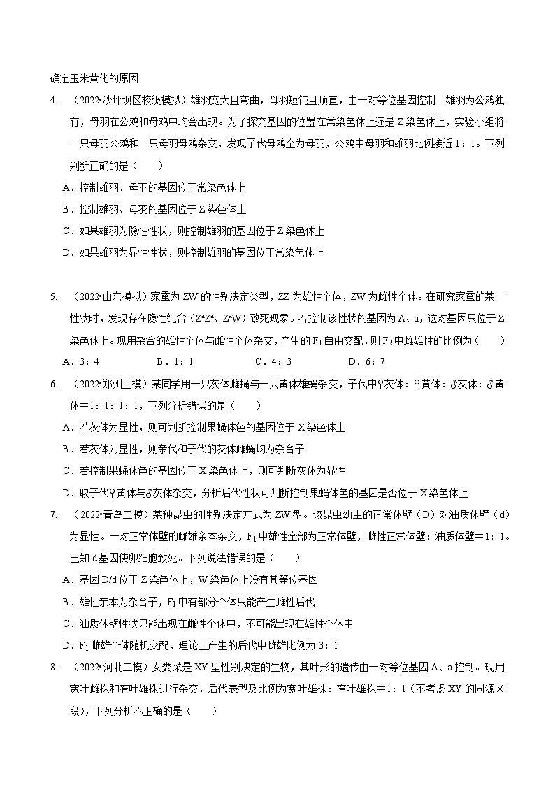 题型13 伴性遗传的经典题型（题型集训）（原卷版）第2页