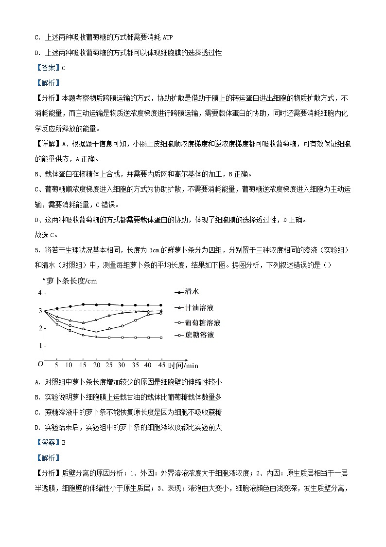 天津市2023_2024学年高一生物上学期12月月考试题含解析第3页