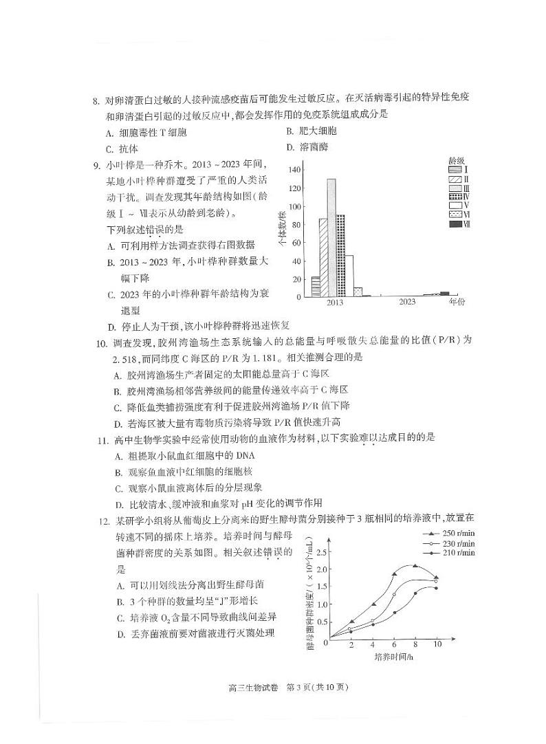 北京市朝阳区2024-2025学年高三上学期1月期末质量检测-生物试卷+答案第3页